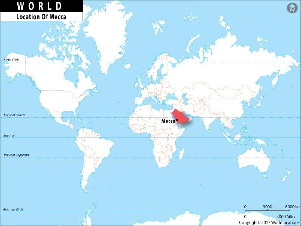 Makkah in world map